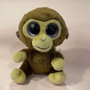 2015 Ty Beanie Boos Coconut the Brown & Purple Monkey Good Used Condition 7”